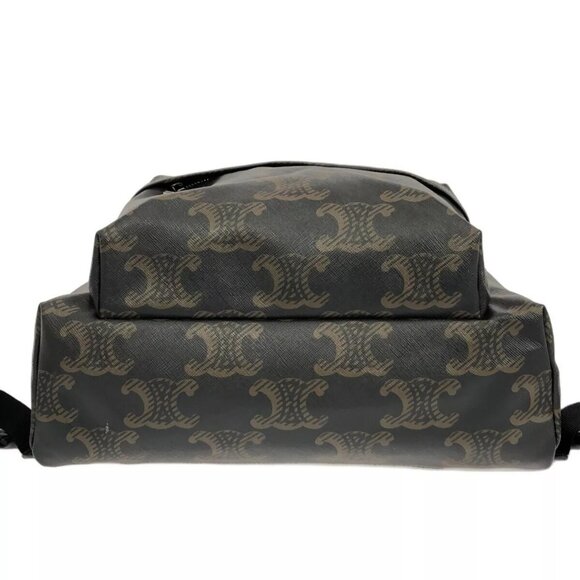 Auth CELINE Medium Backpack/Triomphe Canvas XL Black .38SI Dark Brown - - Picture 4 of 15